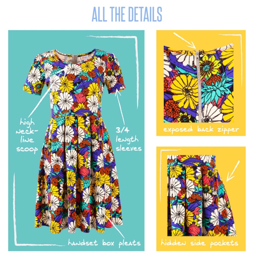 STRIPES! LuLaRoe Amelia Dress Pockets Pleats - Picture 4 of 4